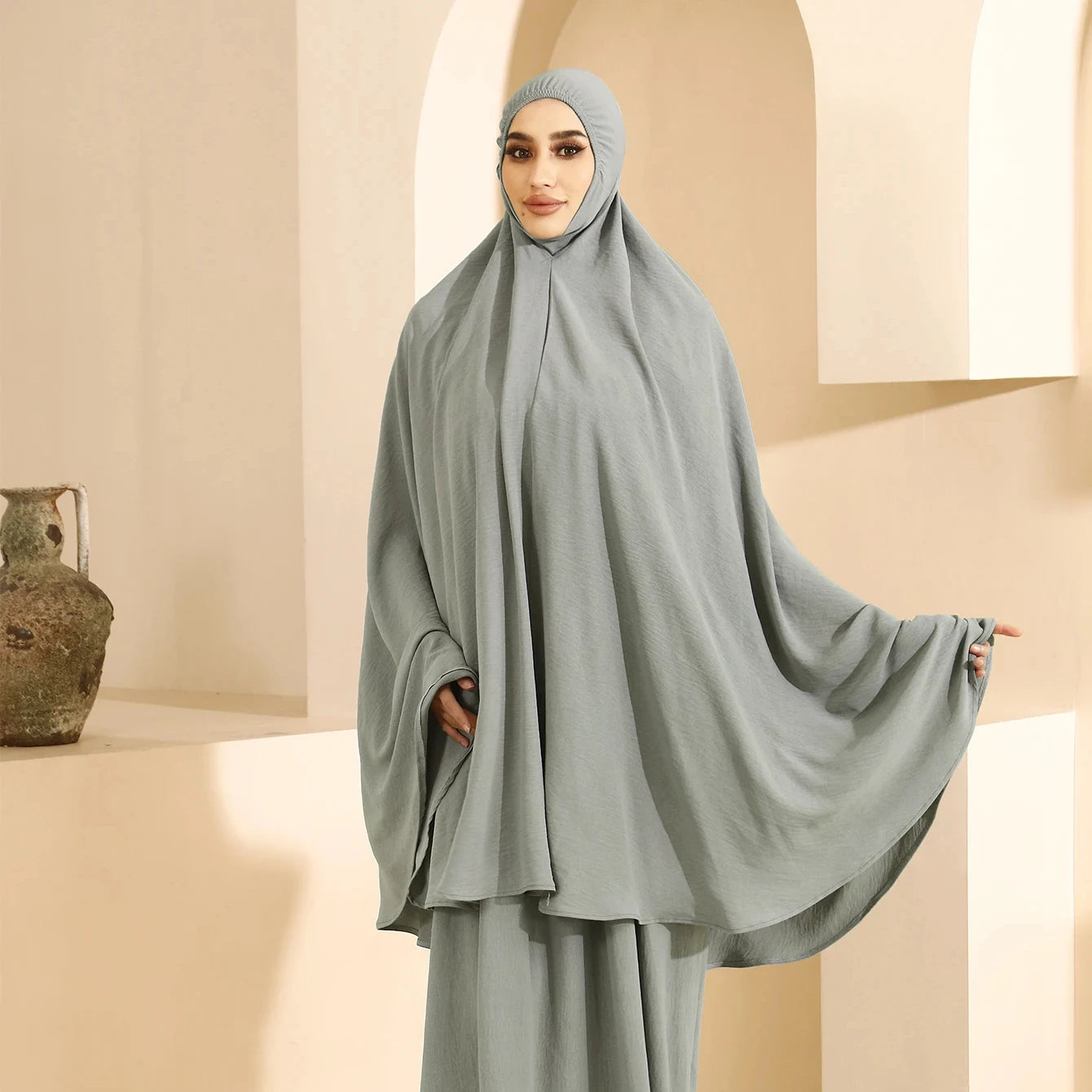Yuxi New Style Conservative Abaya Set Drawstring Design Shawl Strap Long Skirt for Muslim Women