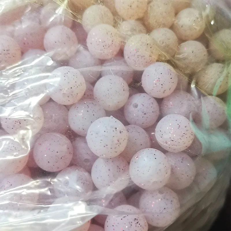 Cheap Food Grade Silicone Chew Beads 15mm Round Silicone Glitter Beads for DIY Pacifier Chain Bracelet Making Accessessries