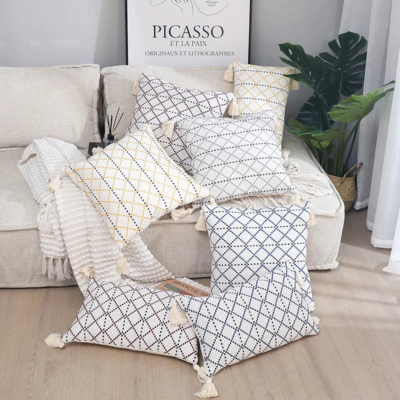 Wholesale Woven Boho Geometry Tribal Square Cushion Cover Vintage Striped Pattern Decorative Throw Pillow Case for Couch Sofa