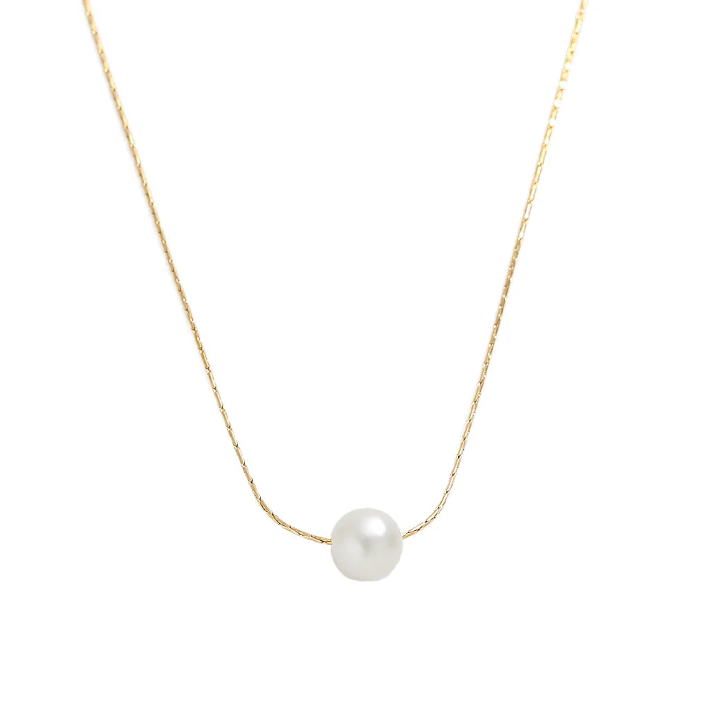 18K Gold Plated Summer Beach Pearl Necklace for Women Trendy Strand Style with Lip Shape Rhodium Plated for Anniversaries