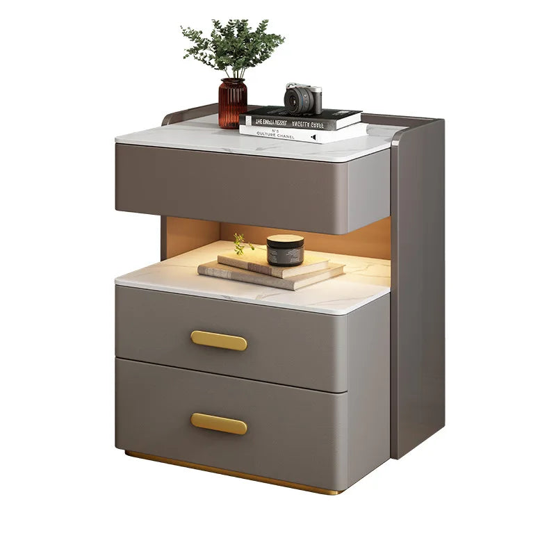 Smart Nightstand Simple Modern Small Bedroom Light Luxury Multifunctional Wireless Charging Fingerprint Lock Receipt Bedside