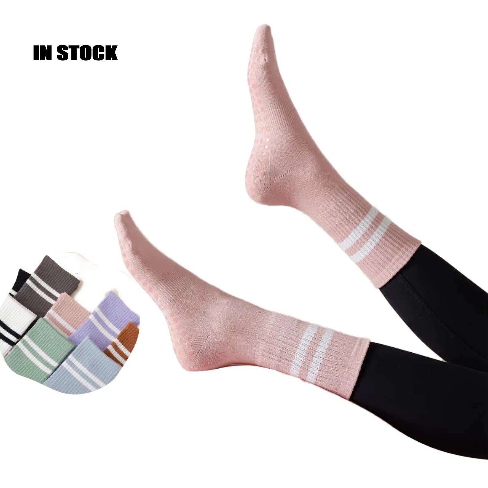Non-slip Athletic Sports Socks in Stock Design Women Grip Socks Yoga Pilates Socks