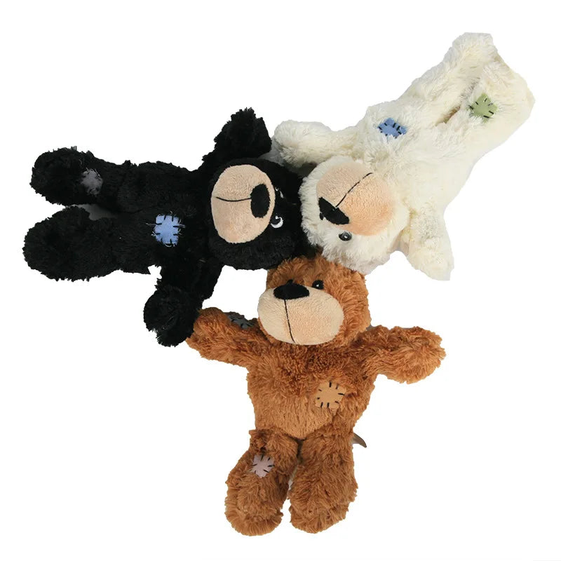 Wholesale Interactive Squeaky Cute Patch Bear Shaped Pet Bite Resistant Puppy Plush Toys Dog Chew Toy