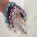 Luxury Crystal Stone Keychain Wristlet Aesthetic Marble Key Ring Bracelet Bag Charm Y2K Bangle Key Lanyard Trendy Phone Strap