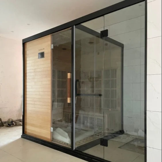 Modern Design Home Wet/Dry Steam Sauna Multi-User Combination Shower Room Graphene Heating Computer Control Solid Hemlock Type