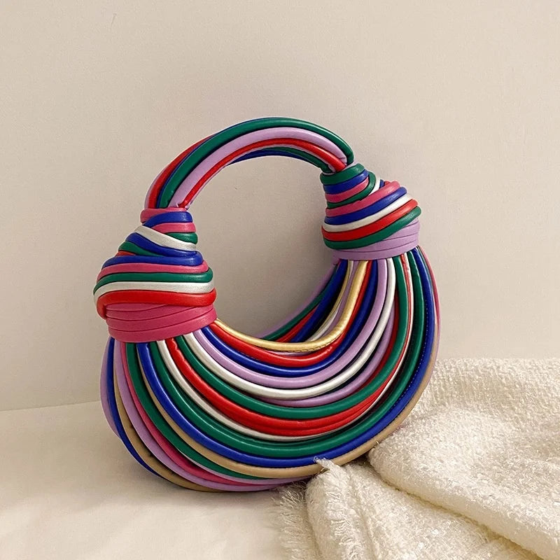Trending Products 2024 New Arrival Women Knotted Women's Hobo Purses and Handbags Hot Designer Bag PU Ladies Colorful Zipper Bag