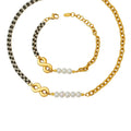 Stainless Steel Gold Splice Zircon Chain Infinity Bracelet Necklace Titanium Steel PVD Freshwater Pearl Zircon Infinity Necklace