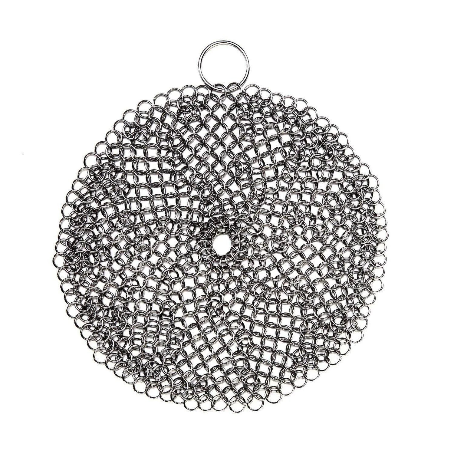 Kitchen Stainless Steel Cleaner Chainmail Scrubber With Hanging Ring for Scraper Cooking Utensils