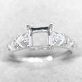 Sterling Silver 6*6mm Semi Mount Ring Square Shape Empty Frame Blank Claws Setting S925 Base Without Center Stone for Inlay DIY