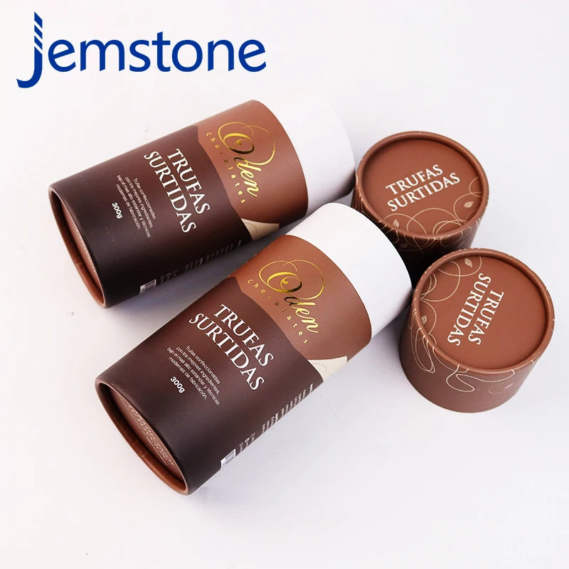 Black Cylinder Food Packaging Box Airtight Safe Aluminum Easy Tear Lid for Christmas Chocolate Coffee Beans Powder Stamping