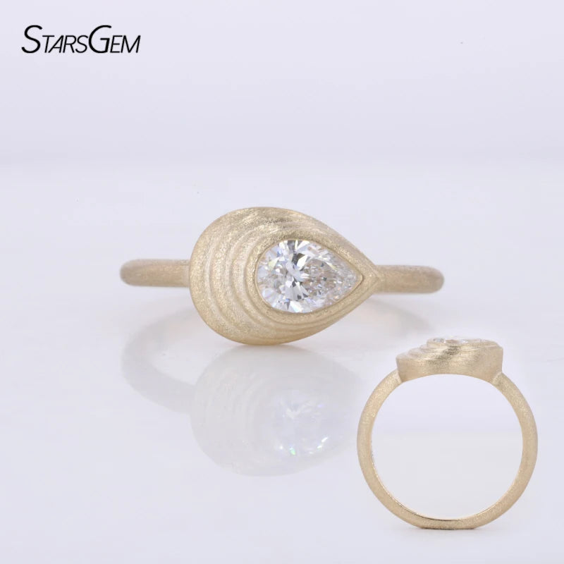 Custom Ring 4*6mm 5*7mm Pear Diamond Wedding10K 14K 18K Gold Fine Jewelry Starsgem DEF VVS CVD Hpht IGI Lab Diamond Ring