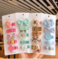Flower Hair Clip Set Bunny Cute Cartoon Candy Color Hairpin Princess Headdress for Children Hair Accessories Set Cloth Barrettes