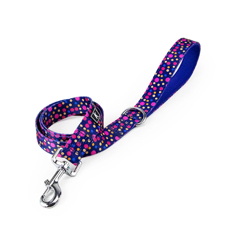 Ready Ship Kingspeed Luxury Flower Printed Adjustable Nylon Dog Leash with Lace Decoration Durable Colorful Medium Size