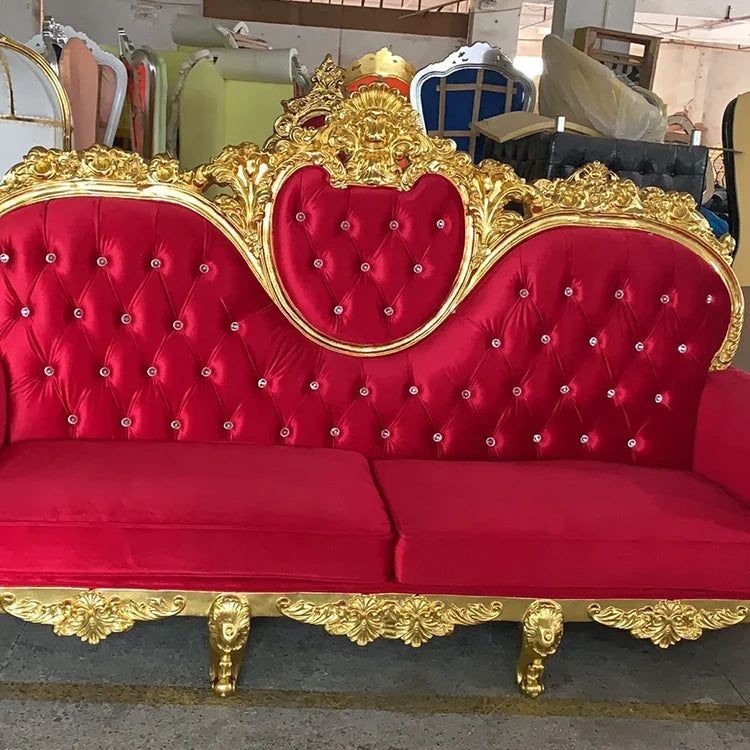Foshan Factory Luxury Red Seater Sofa White Wedding Sofa for Bride and Groom