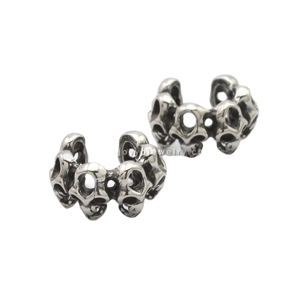 Punk Stainless Steel Skull Earring Biker Design Small Earring Stainless Steel Silver U Shape Earrings