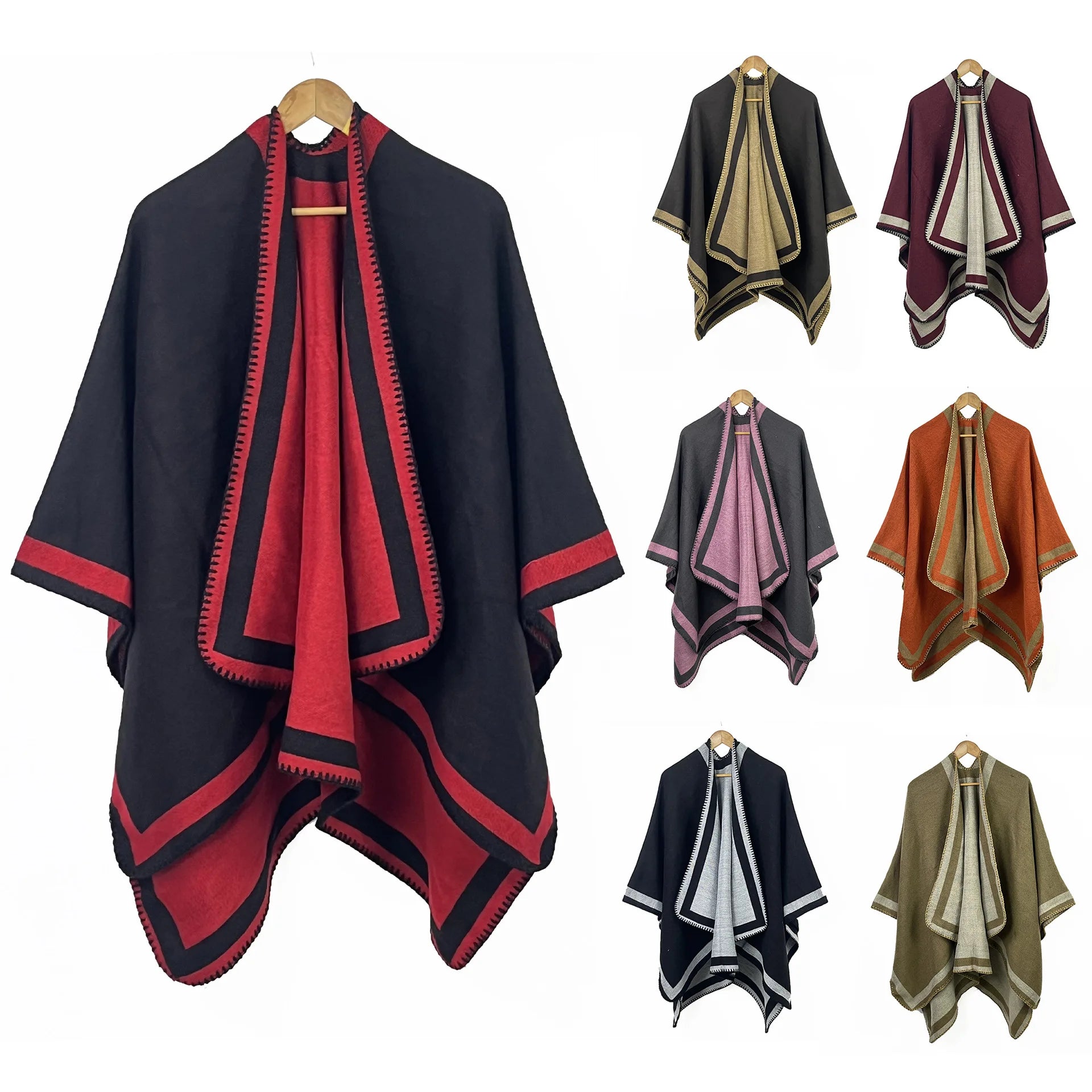 2026 New Autumn and Winter Warm Cashmere Shawl Jacquard Double-Sided Reversible Travel Cape Women Ruana