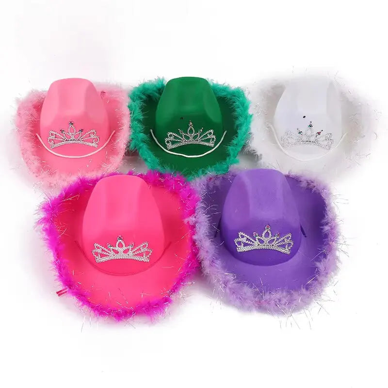 Adult Woman Neon Wool Felt Party Western Wholesale Buy Cow Boy Unisex Led Pink Sombreros De Vaquero Light up Hat Cowboy Hats