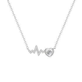 AA01121 Fashion Jewelry Heartbeat Pendant Necklaces Personalized Gold Plated Titanium Steel Necklace for Women