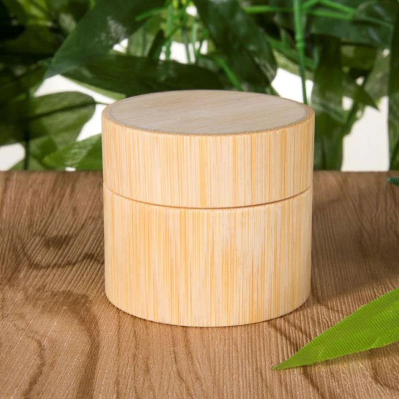 Natural Plastic Double Wall Thick Wood Bamboo Cosmetic Container Jars 250g Eco-Friendly Cream Jars Bamboo Lid 100g 5g 10g Screw