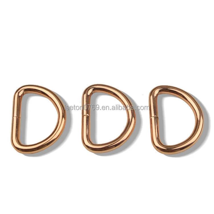 Stock Supply Good Quality 1.25 Inch 32 X 20 X 4.8 mm Shiny Rose Gold Metal D Ring Buckle