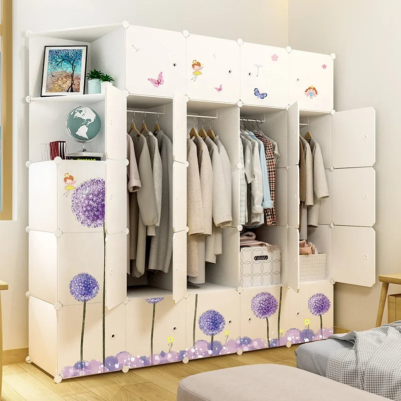 Custom Plastic Bedroom Wardrobe Closet Diy Cube White Color Lockable Easy Assemble Portable Modern Wardrobe for Workshop Dining