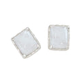 Wuqie Minimalist Sterling Silver Rhodium Plated Natural Gemstone Crystal Stone Stud Earrings