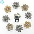 Unique Design Metal Engraved Flower No Sew Clip Over Button Jewel Pearl Button Covers for Women Shirt Tux Suit Decoration