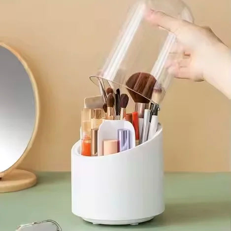 Rotating Makeup Brush Storage Box Portable Multifunction Dust Proof Desktop Organizer Lipstick Shadow Cosmetic Holder