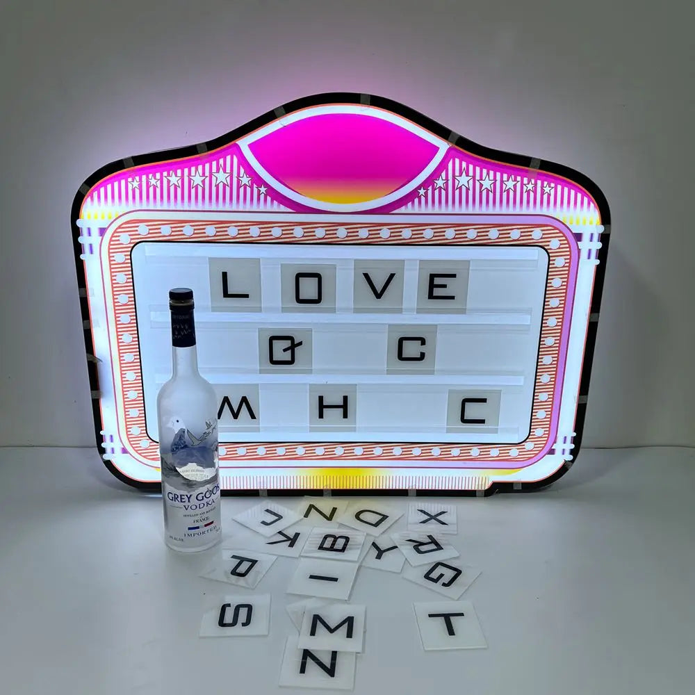 OEM Customizable LED Message Board Sign Acrylic VIP Glorifier Marquee Letters for Nightclub or Bar for Champagne Bottle Presente