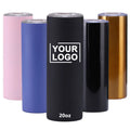 Wholesale Custom Logo Straight Tumbler Slim Glitter Sublimation Stainless Steel 20oz Skinny Tumbler with Straw and Lid