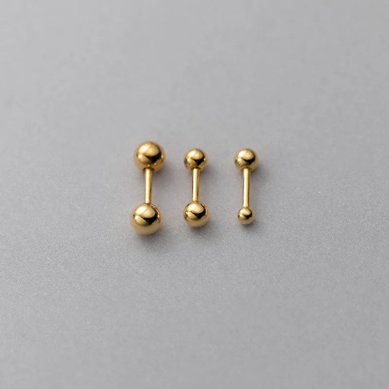 Custom Fashion Simple Glossy Bead Stud Earrings for Women 925 Sterling Silver Spiral Bead Stud Jewelry Accessories Trendy Style