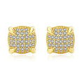 Fine Jewelry Hot Selling 925 Sterling Silver Earrings Minimalist Zircon Square Pattern 18K Gold Plated Stud Earring for Women