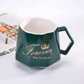 Marble Coffee Tea Custom Ceramic White Porcelain Mug Cup and Saucer Set With Handle