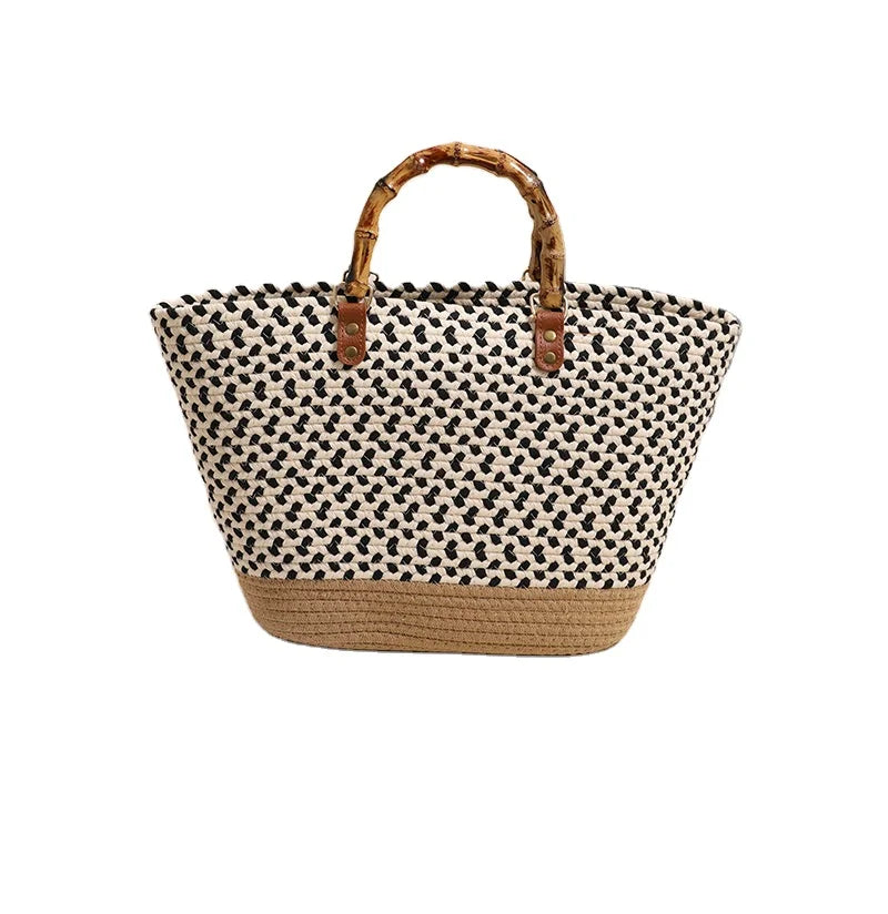 Wholesale 2024 Fashion Large Capacity Women's Straw Tote Bag with Woven Handle Purses Summer Beach Handbag Letter Decoration