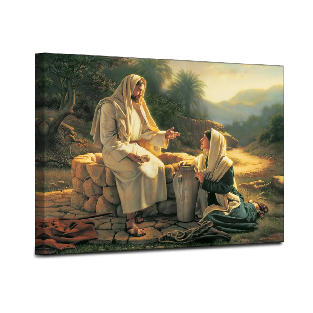 Jesus Christ Talking with the Samaritan Woman Poster Canvas Art Print Painting Wall Decoration Picture Modern Decorative