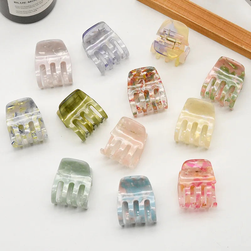 Small French Style Grip Women's Summer Clip Mini Acrylic Metal Acetate Hair Claw Clip