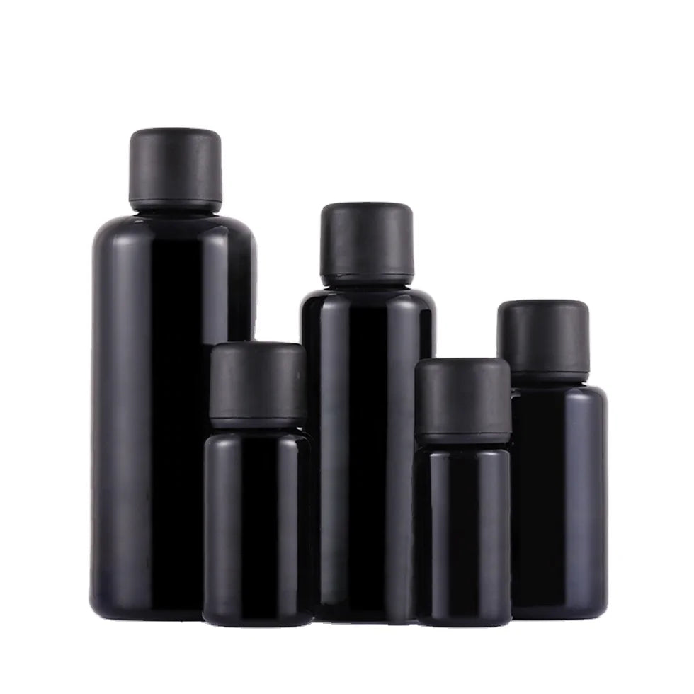100ml Black Screw Cap Glass Serum Bottle for Cosmetics Essential Beard Oil Pump Perfumes Sprays Hair Oil Bottles with Dropper
