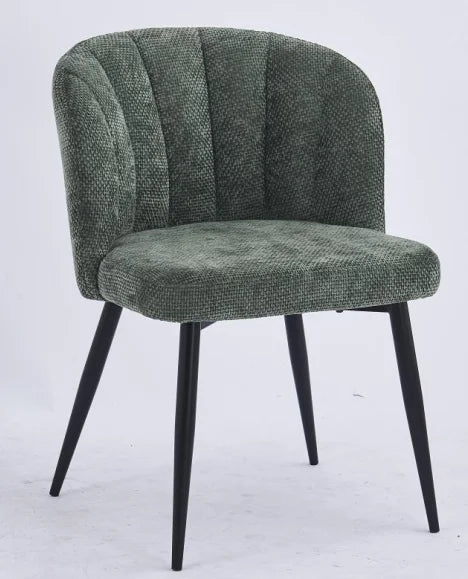Modern Linen Dining Chair-Upholstered Seat with Metal Legs