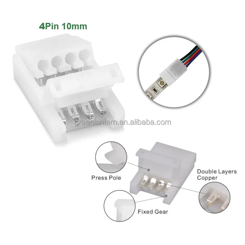 Firm Design RGB Buckle Strip To Power Anti-falling Connector Solder-free 2Pin 3Pin 4Pin 8mm 10mm SMD2835 5050 Led Snap Connector
