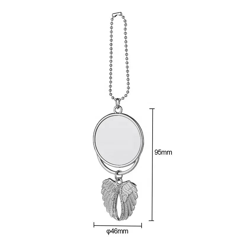 Sublimation Blanks Car Memorial Wing Pendant Angel Wing Necklace Zinc Alloy Silver/Gold Car Hanging Christmas Ornaments