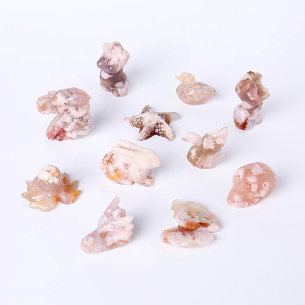Factory Products Wholesale Cherry Blossom Agate Female Model Swan Animal Crystal Carving