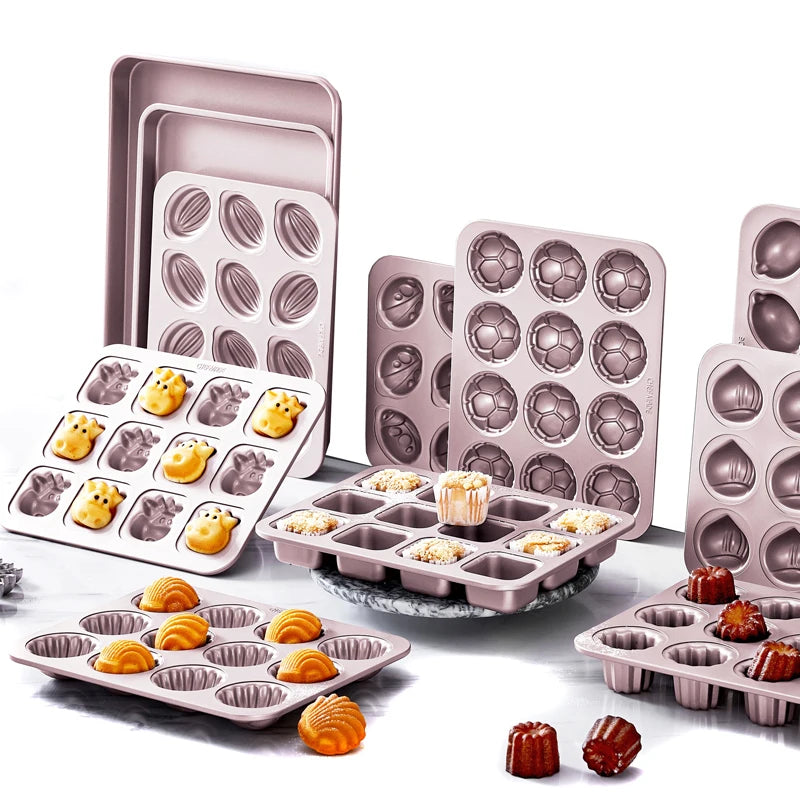 CHEFMADE Nonstick Bakeware Carbon Steel Non Stick 6 Cavity Square Baking Mold Cake Pan