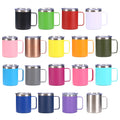 Custom Print Logo Colorful Double Wall 14oz Sliding Lid Tumbler Vacuum Insulated 12oz Coffee Mug Cups with Handle
