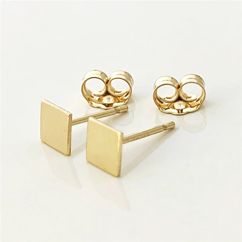 New Arrival Cheap 14K Gold Filled Geometry Square Shape Stud Earrings for Girl Gift Jewelry