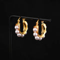 Fashion Pearl Hoop Designer Earrings Gold Plated Chunky Hoop Earrings Women Wholesale