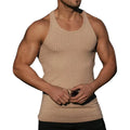 Fashion Summer Knitted Vertical Stripe Solid Vintage Vest Sportswear Plain Collar Sleeveless Plus Size Men's Vest