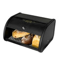 Food Grade Multipurpose Metal Clamshell Black Bread Box with Gold Letter for Kitchen Countertop Bread Holder Storage Rack