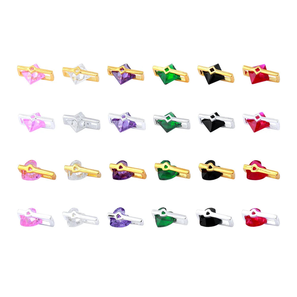 Fine Sterling Silver 925 Square Heart Colorful Zircon Hollow Charm for Jewelry Necklace Making