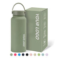 Customized LOGO 32oz 40oz Stainless Steel Water Bottle With Hook Lids Double Wall Vacuum Flask Matte Metal Tumblers for Sport