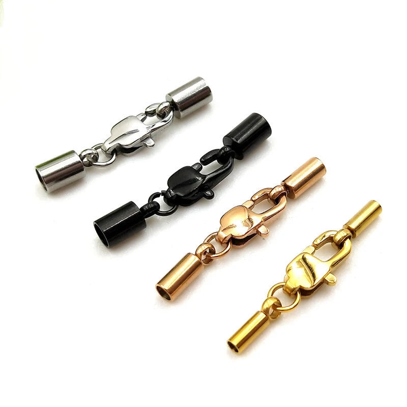 Stainless Steel PVD 18k Gold Plating Lobster Cord Ends Cap Clasp necklace Clasp for Jewelry Making Wholesale Metal